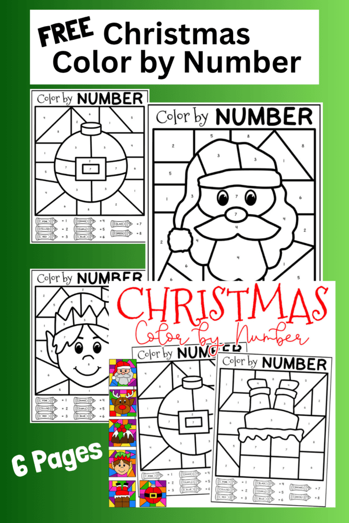 Christmas 6 Color by Number Pages (1)