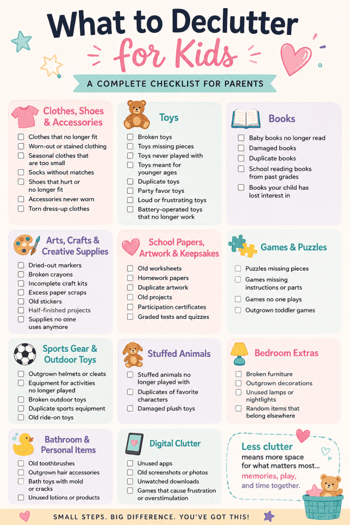 declutter checklist for kids