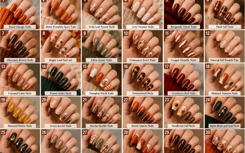 30 fall Unique nail ideas designs